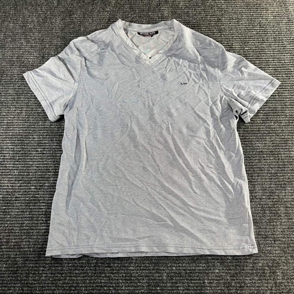 Michael Kors Men's V-Neck T-Shirt‎ Gray Short Sleeve Casual Top